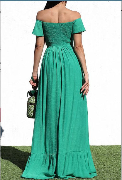 Laced-Up Woven Maxi Dress (Kelly Green)